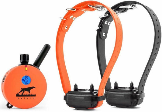 E-Collar Humane Dog Training Collar with Remote, Features 100 Levels of Safe Stimulation, Tapping Sensation, Night Light, Waterproof, Rechargeable, 1 Mile 2 Dog, Upland Orange