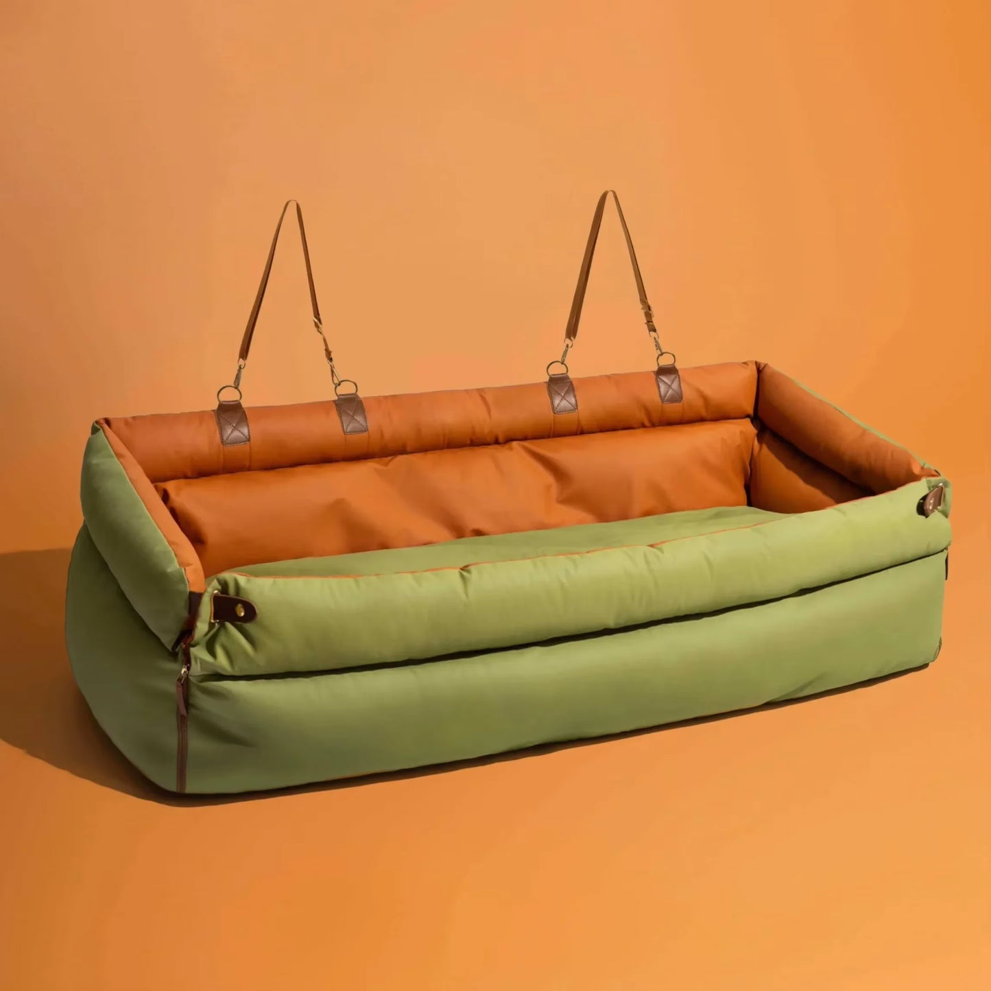 Luxury Dog Beds Faux Leather Dog Car Seat Booster Double Seats Pet Car Seat Bed with Safety Buckle Pet Beds