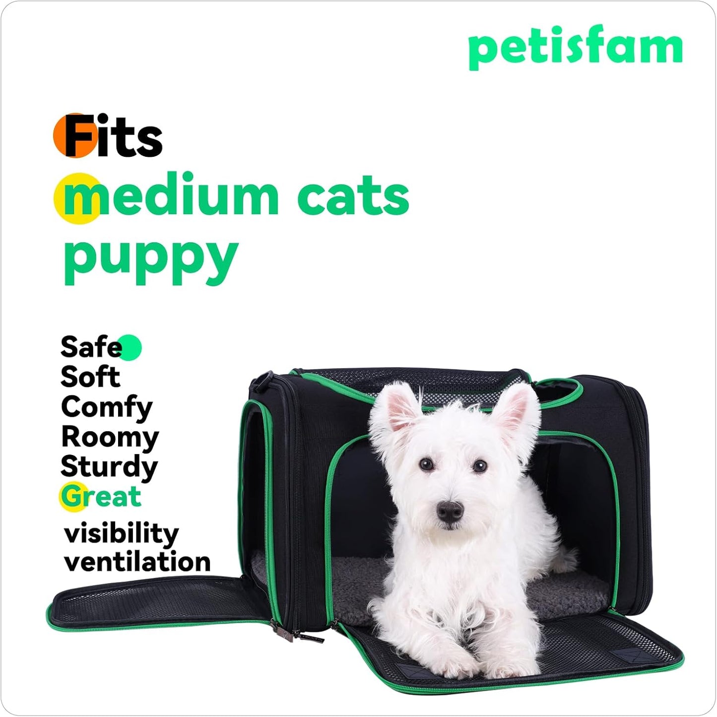 Pet Carrier for Medium Cats and Small Dogs. Easy to Get Cat in and Escape Proof